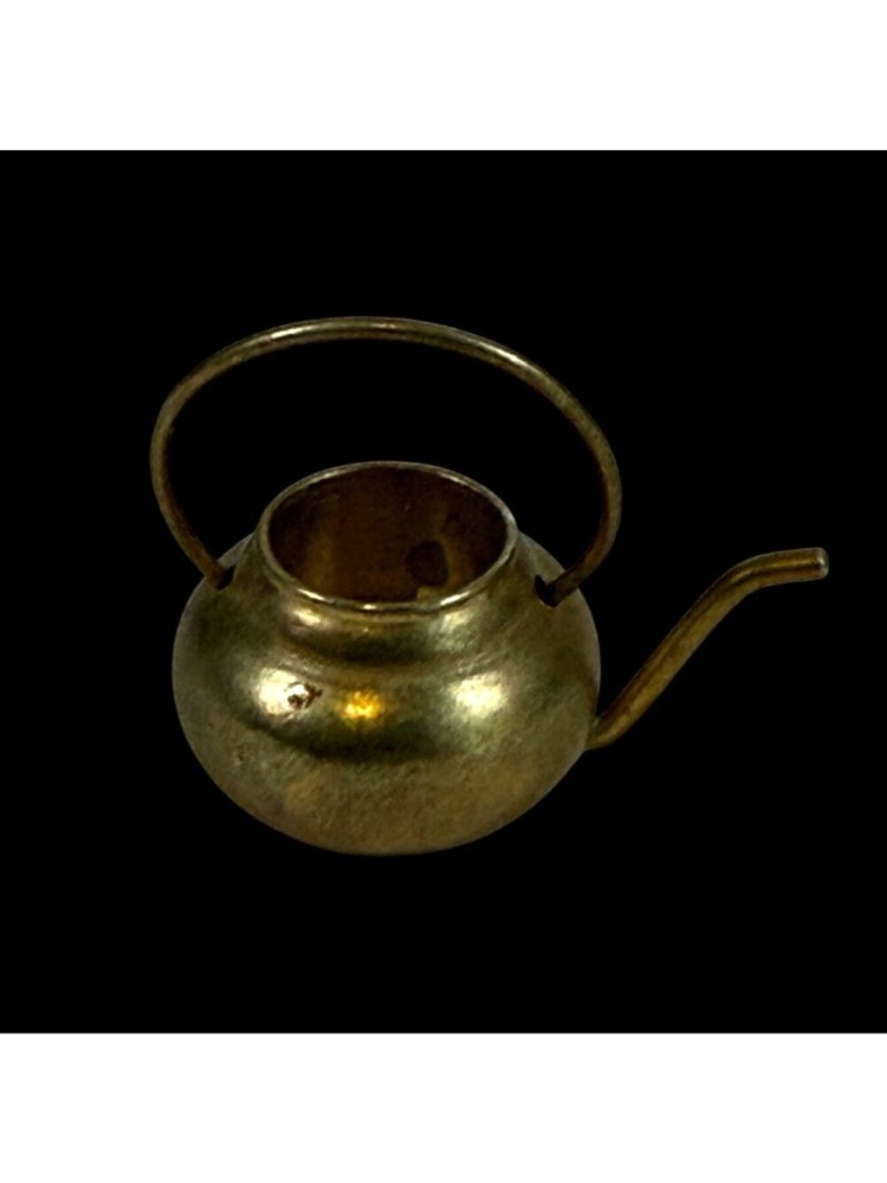 Miniature Brass Teapot Handle Spout Vintage Collectible Trinket Shelf Dollhouse
